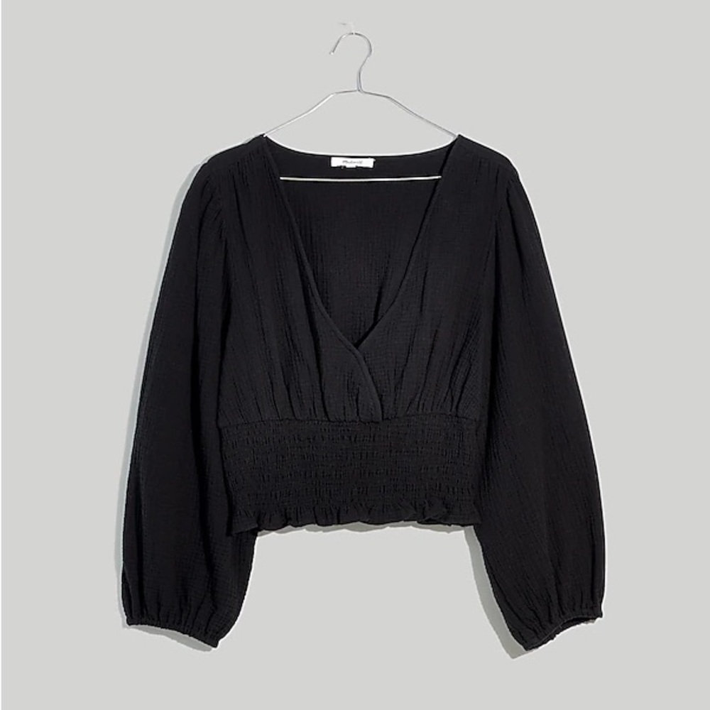 NWT Madewell Julianne Lightspun Smocked Waist Top